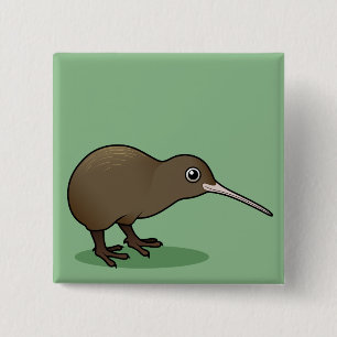Cute Brown Kiwi from New Zealand 2 Inch Square Button