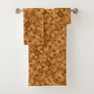 Cute brown leaves pattern bath towel set