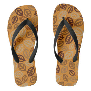 Cute brown leaves pattern flip flops