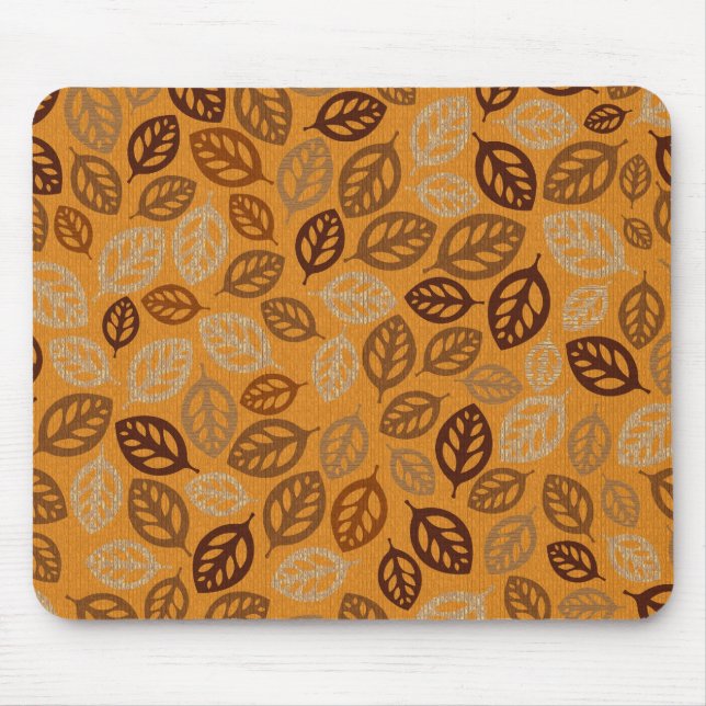Cute brown leaves pattern mouse pad (Front)