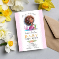Cute Brown Little Mermaid Girl Baby Shower