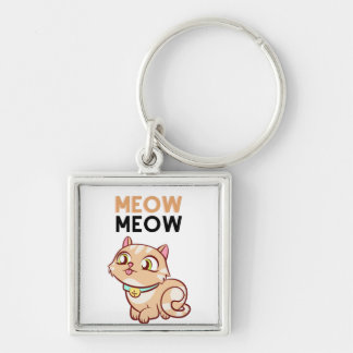 Cute Brown Meow Cat Keychain