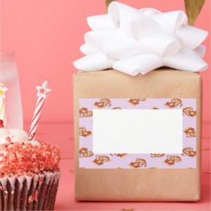 Cute brown monkeys on purple sticker