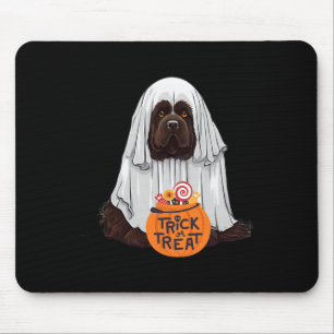 Cute Brown Newfoundland Dog Halloween Mouse Pad