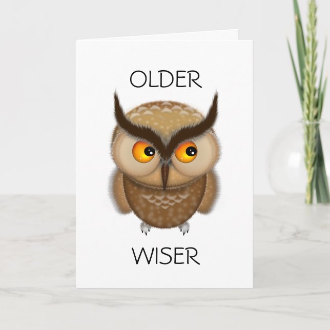 Cute Brown Owl Birthday Card for Anyone (Front)
