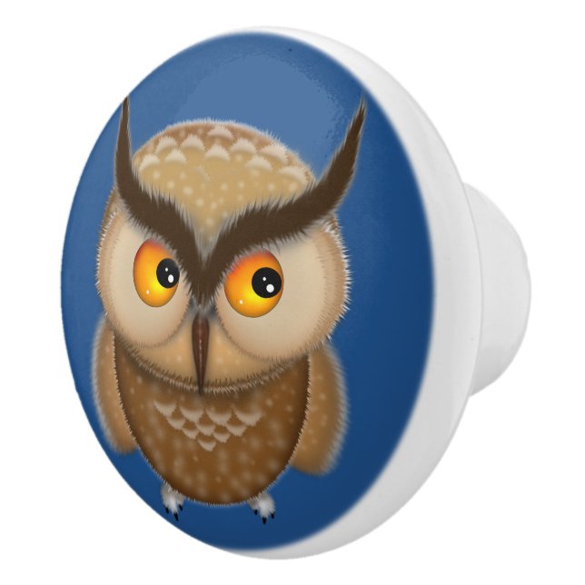 Cute Brown Owl Ceramic Knob (Right)
