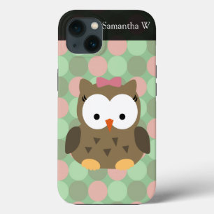 Cute Brown Owl w/Pink Bow iPhone 13 Case