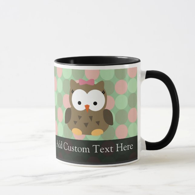 Cute Brown Owl w/Pink Bow Mug (Right)