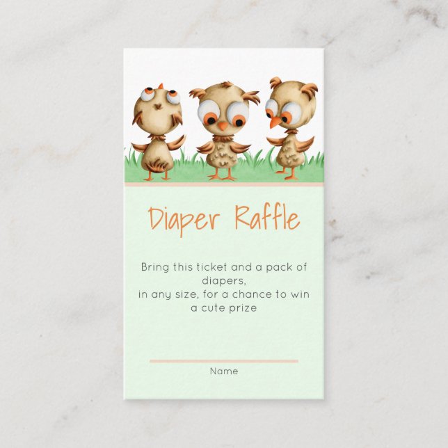 Cute Brown Owls Baby Shower Diaper Raffle Enclosure Card (Front)
