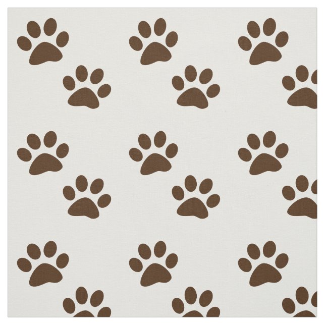Cute Brown Paw Prints Pattern Fabric (Swatch)