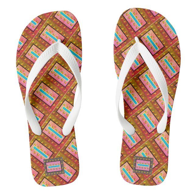 CUTE BROWN  PINK FLIP FLOPS (Footbed)