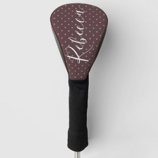 Cute Brown & Pink Polkadots Pattern Boho Polka Golf Head Cover