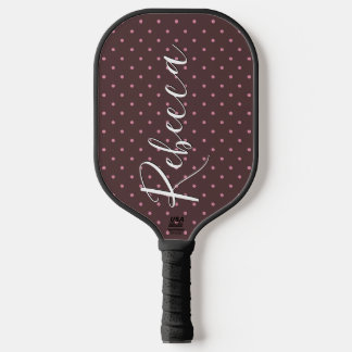 Cute Brown & Pink Polkadots Pattern Boho Polka Pickleball Paddle