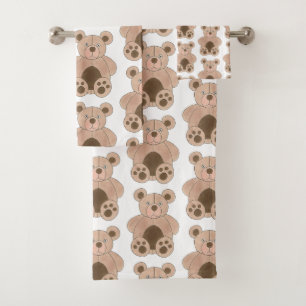Cute Brown Plush Toy Teddy Bear Stuffed Animal Bath Towel Set
