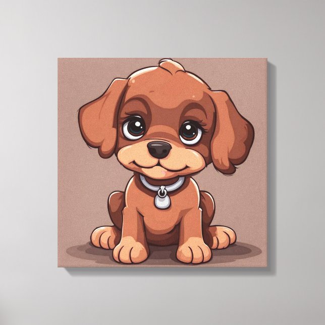 Cute brown puppy canvas print (Front)