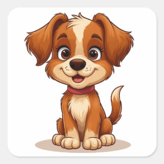  Cute Brown Puppy For Dog Lovers Square Sticker