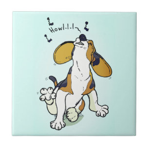 Cute Brown Puppy Howl Tile
