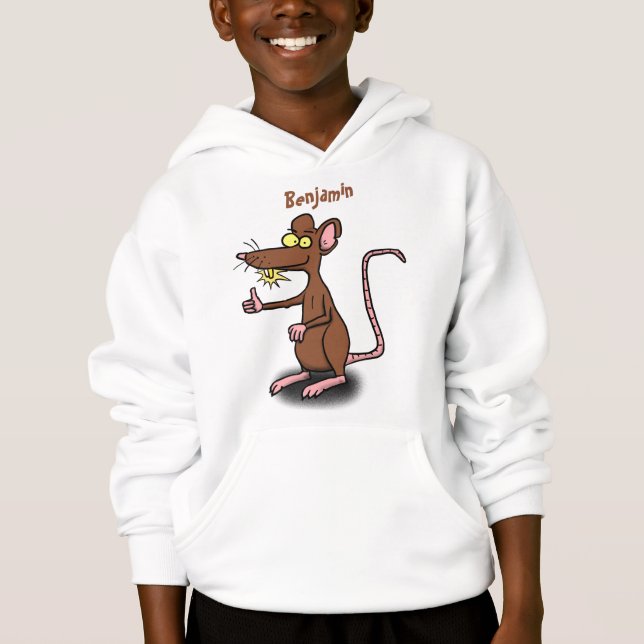 Cute brown rat thumbs up cartoon (Front)