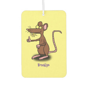 Cute brown rat thumbs up cartoon air freshener