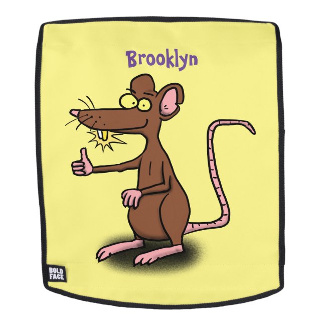 Cute brown rat thumbs up cartoon backpack (Removable Face)