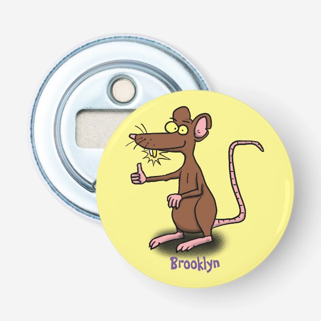 Cute brown rat thumbs up cartoon bottle opener (Front)
