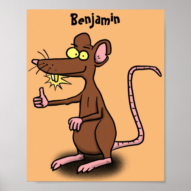 Cute brown rat thumbs up cartoon poster (Front)