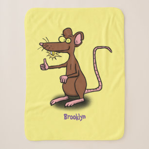 Cute brown rat thumbs up cartoon  sherpa blanket