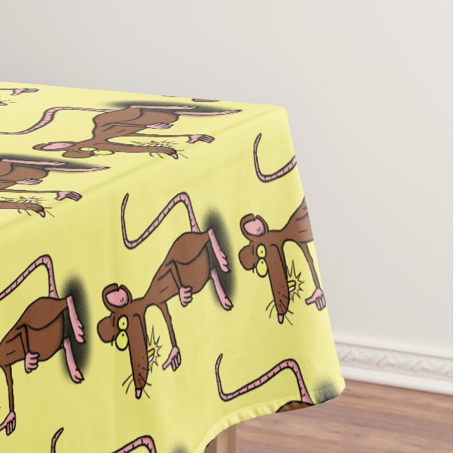 Cute brown rat thumbs up cartoon tablecloth (In Situ)