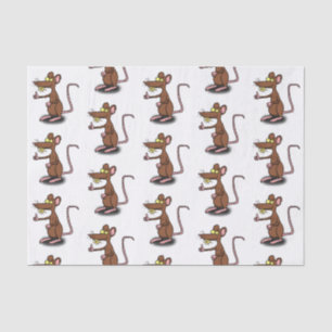 Cute brown rat thumbs up cartoon tissue paper
