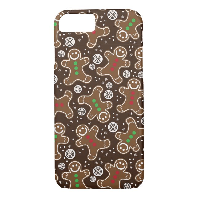 Cute Brown Red Green Christmas Gingerbreads Case-Mate iPhone Case (Back)