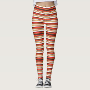 Cute brown red stripes leggings
