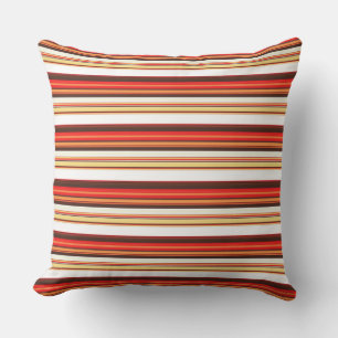 Cute brown red stripes throw pillow