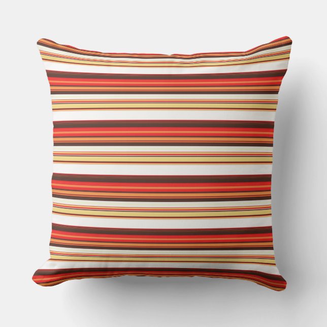 Cute brown red stripes throw pillow (Front)
