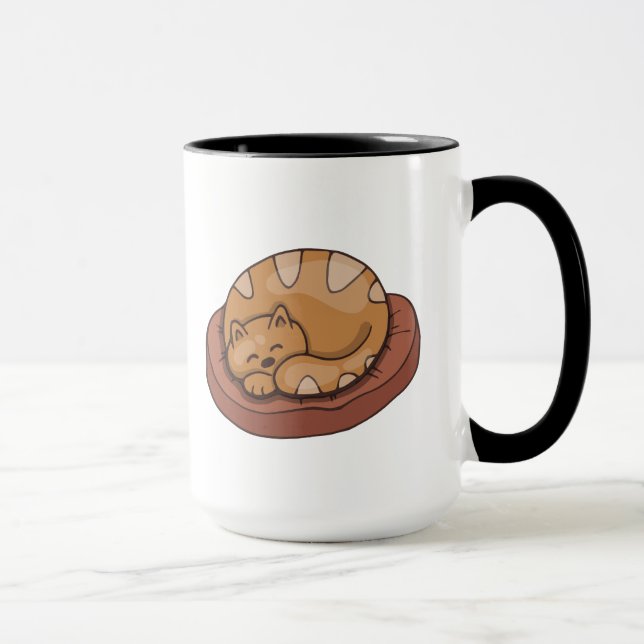 Cute Brown Sleeping Kitty Cat Mug (Right)