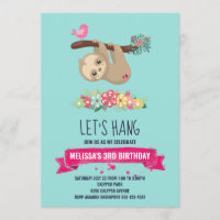 Cute Brown Sloth Hanging Upside down Birthday