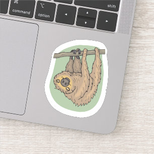 Cute Brown Sloth Hanging Upside Down Illustration
