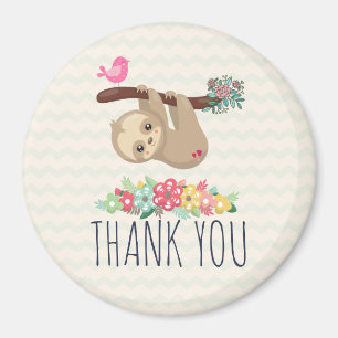 Cute Brown Sloth Hanging Upside down Thank You Magnet