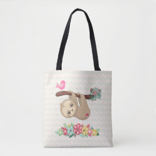 Cute Brown Sloth Hanging Upside down Tote Bag