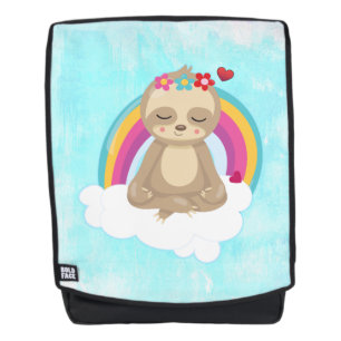 Cute Brown Sloth, Meditating on a Cloud Backpack