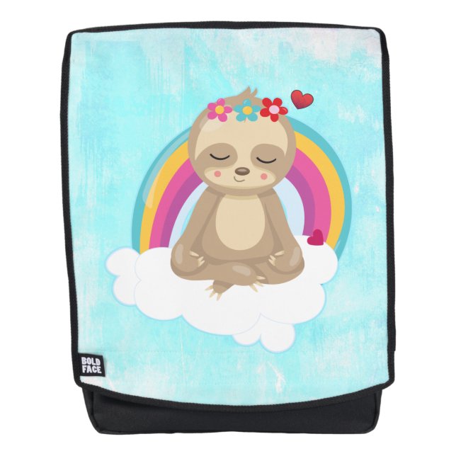 Cute Brown Sloth, Meditating on a Cloud Backpack (Front)
