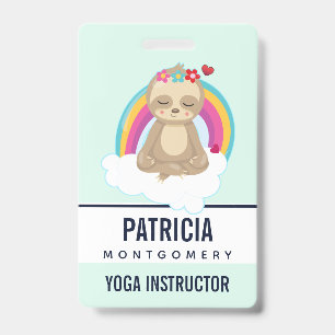 Cute Brown Sloth, Meditating on a Cloud Badge