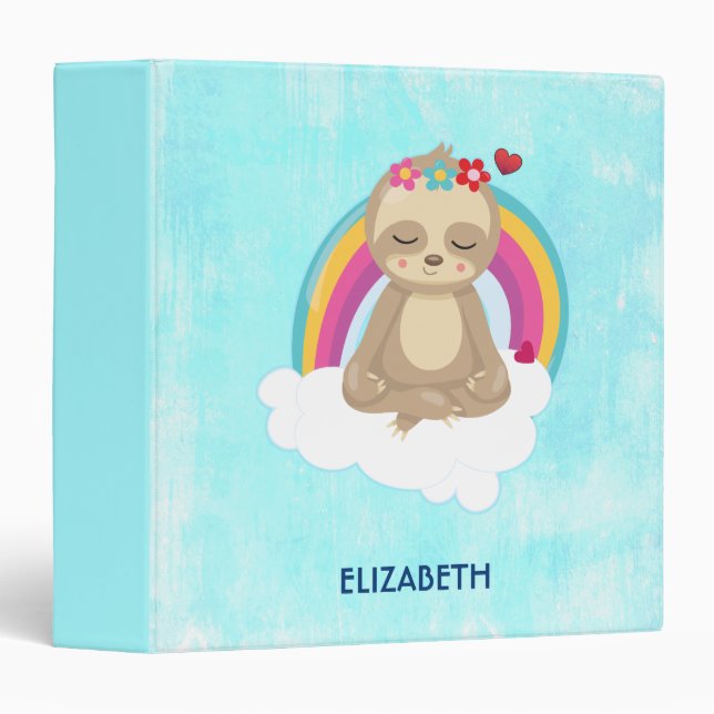 Cute Brown Sloth, Meditating on a Cloud Binder (Front/Spine)