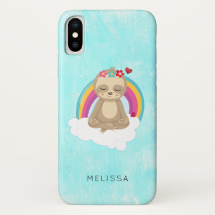 Cute Brown Sloth, Meditating on a Cloud Case-Mate iPhone Case