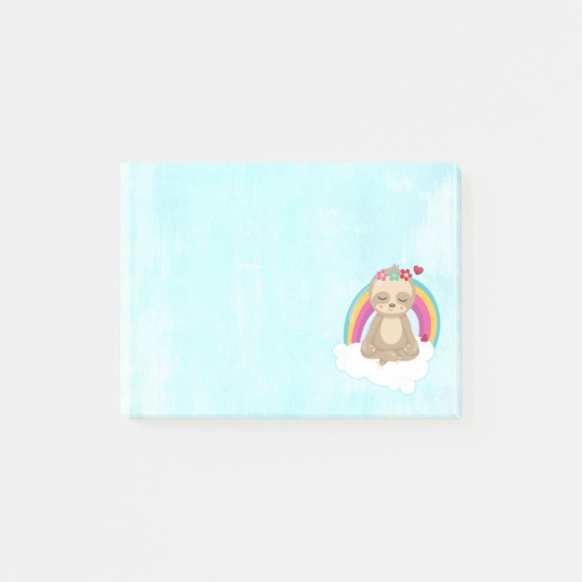 Cute Brown Sloth, Meditating on a Cloud Post-it Notes (Front)