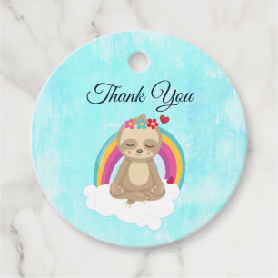 Cute Brown Sloth, Meditating on a Cloud Thank You Favour Tags