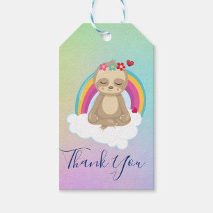 Cute Brown Sloth Meditating Peacefully Gift Tags