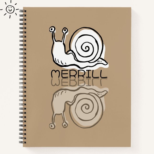Cute Brown Snail Reflection Doodle Custom Name  Notebook (Creator Uploaded)