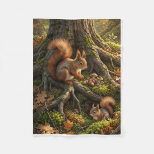 Cute Brown Squirrel In Scenic Autumn Forest Art Fl Fleece Blanket