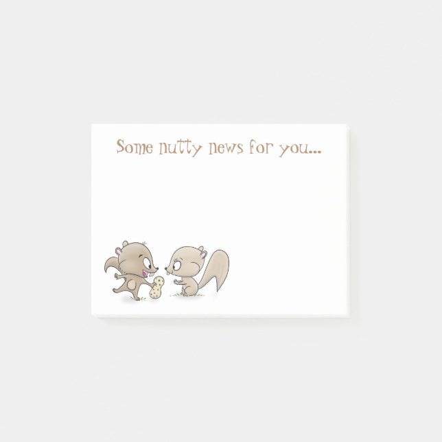 Cute brown squirrels sharing a peanut cartoon post-it notes (Front)