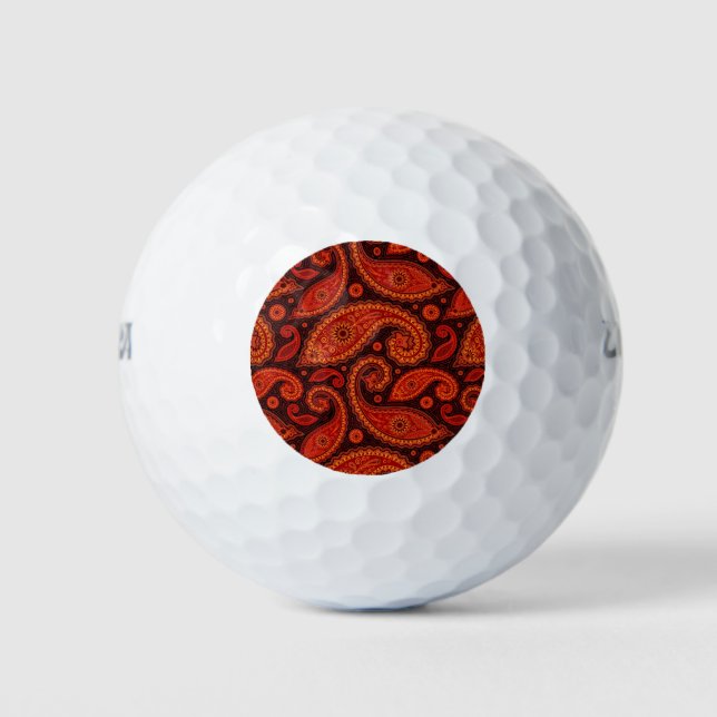 Cute brown swirl paisley patterns golf balls (Front)